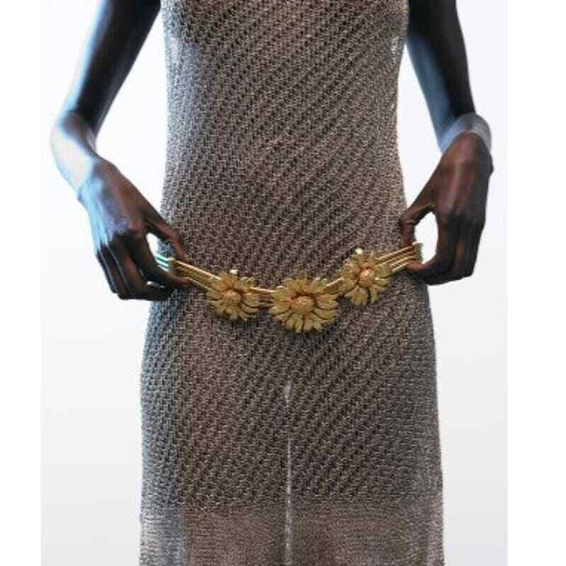 New Zara Gold Metal Daisy Flower Chain Belt Lobster Clasp  display picture 1