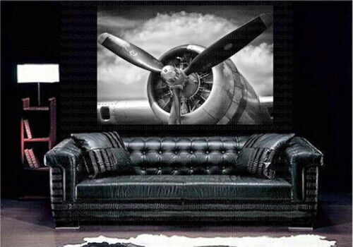 Propeller White Airplane Canvas Art Poster Print Home Wall Decor
