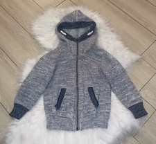 Zara Knitwear Sweater Hooded High Neck Full Zip Pockets Boys 4-5 Years Gray