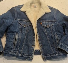 Levis Men's Vintage Denim Sherpa Lined WPL 423 Made in U.S.A Denim Jacket 46R