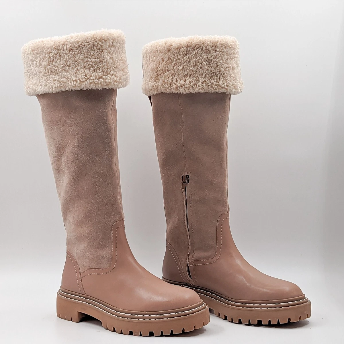 Boots with fabric cuff sale