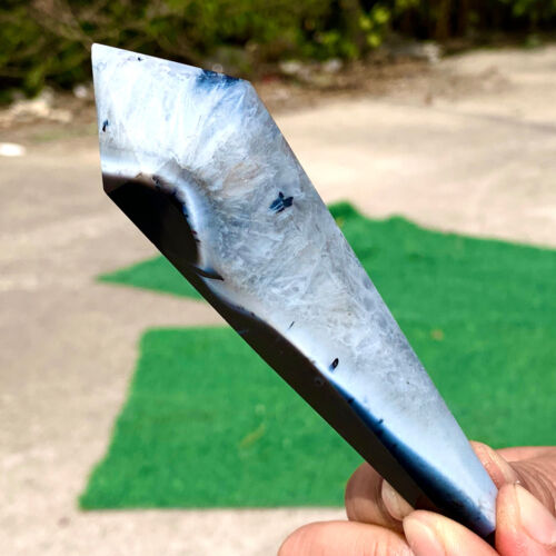 139G Natural Black striped agate Magic Wand Pointed Stele Point Treatment - 第 3/22 張圖片