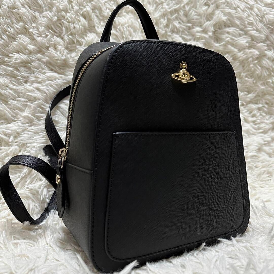 Vivienne Westwood Backpack Black Leather Small Size USED Vivienne Westwood Backpack Black Leather Small Size USED