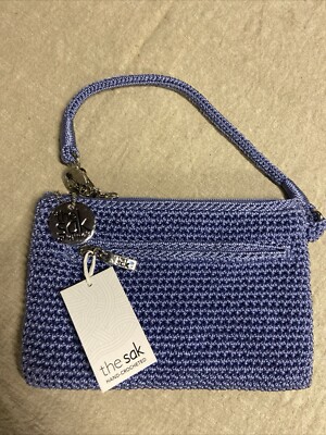 NWT THE SAK Crochet Craze Whatever Periwinkle Wristlet Silver Tone Hardware