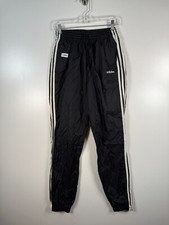 Vtg Adidas Mens Jogger Windbreaker Track Pants Tapered Active Running Black Sz M