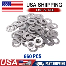 660 Pieces of 304 Stainless Steel Washers Flat Washer Assortment Set Kit 6 Sizes