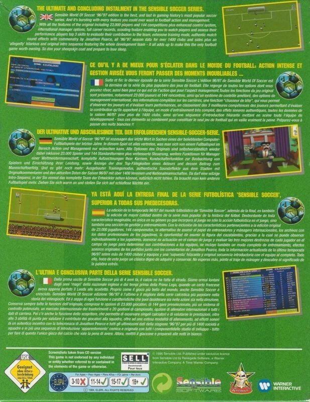 Sensible World of Soccer 96/97 PC Game Windows 10 11 - Image 2 of 2