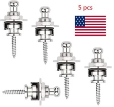 5 PCS Silver Guitar Strap Lock Buttons Guitar Strap Locks Set Security Quick HO