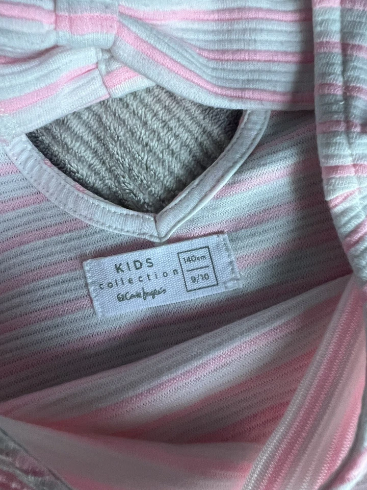 Vestido Colección Niños Niñas Talla Mediana (9/10) 140cm Rosa Blanco Rayas  Foto 4 de 4