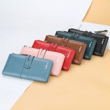 Women's W3 Large Capacity Leather Double Zipper Long Purse Wallet Phone Bag