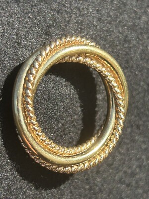 Tiffany & Co 14K Gold Spiral Twist Interlock Circle Braided Rope Pin Brooch