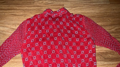 Johnny Was Womens Red Embroidered Floral Long Sleeve Button-Down Shirt XS - Picture 8 of 12