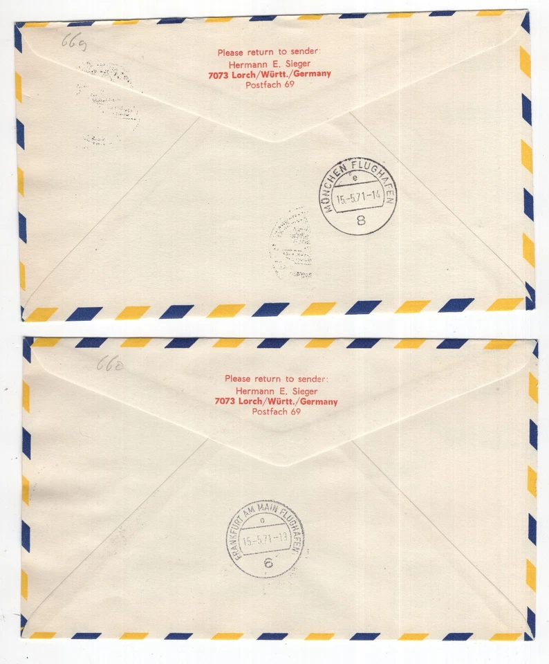 Paraguay 1971 2 first flight covers with space and zeppelin sheets - Image 2 of 2