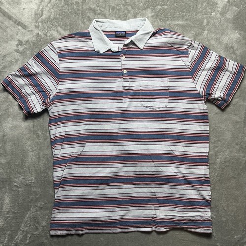 Camisa Polo Patagonia Algodón Orgánico Para Hombres XL Rayas Cuello Rojo Blanco Azul - Imagen 2 de 9