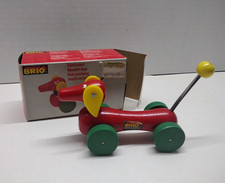 Vintage BRIO Wooden Toy Dog Dachshund On Wheels, 31121, Mini-Tax Basset Mini