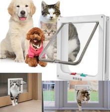 Pet door locking Small Medium Large Dog Cat Flap Magnetic White Frame 4 way