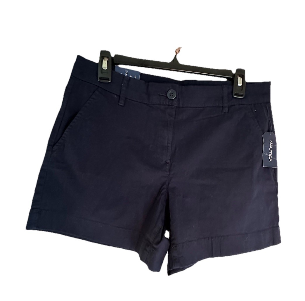 Nautica Women’s Navy Chino Shorts Size 8 5” Inseam Classic Preppy Summer NWT