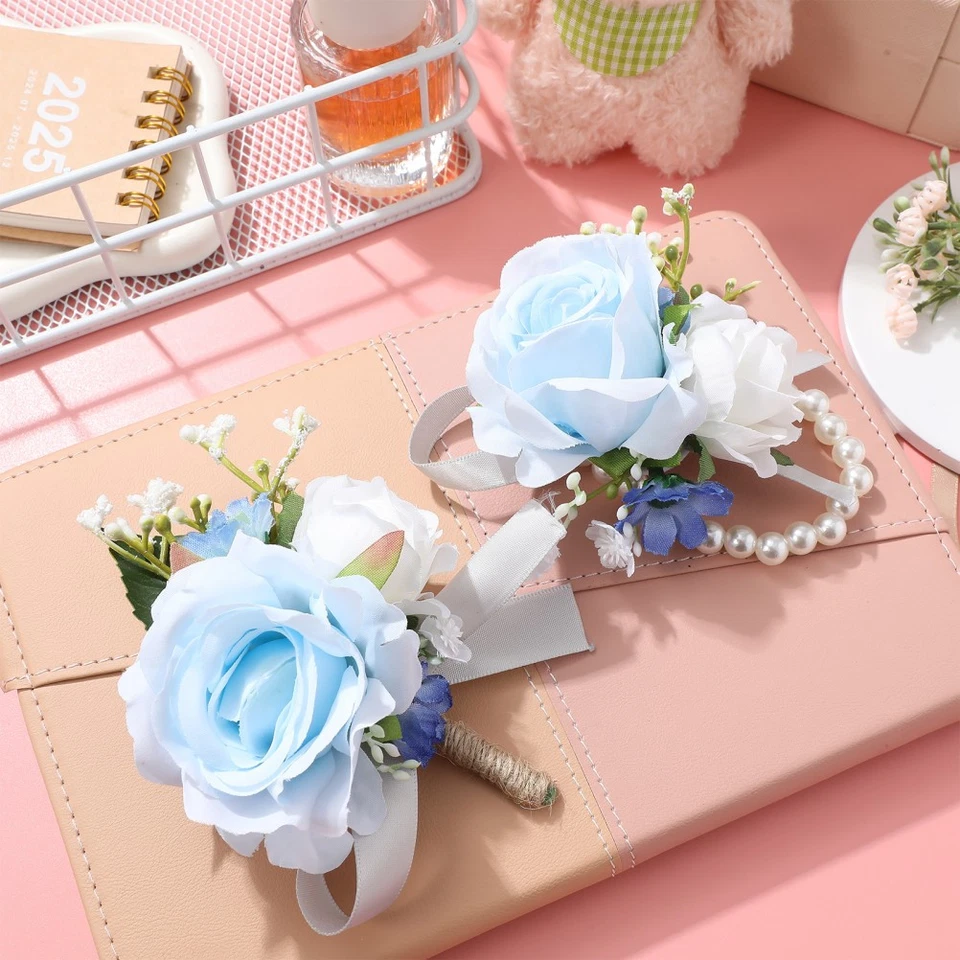1 ensemble de Corsage de roses de boutonnière de poignet, fleur - Photo 3/4