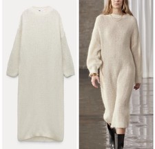 ZARA RRP $129 ALPACA BLEND LONG OVERSIZED KNIT DRESS SIZE SMALL