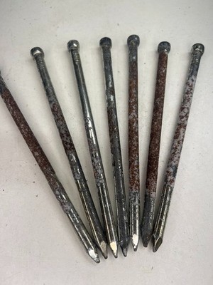 7 Zoll Lost Head Nägel riesig rostig rund hell verzinkt 8 mm x 180 mm angelaufen NOS