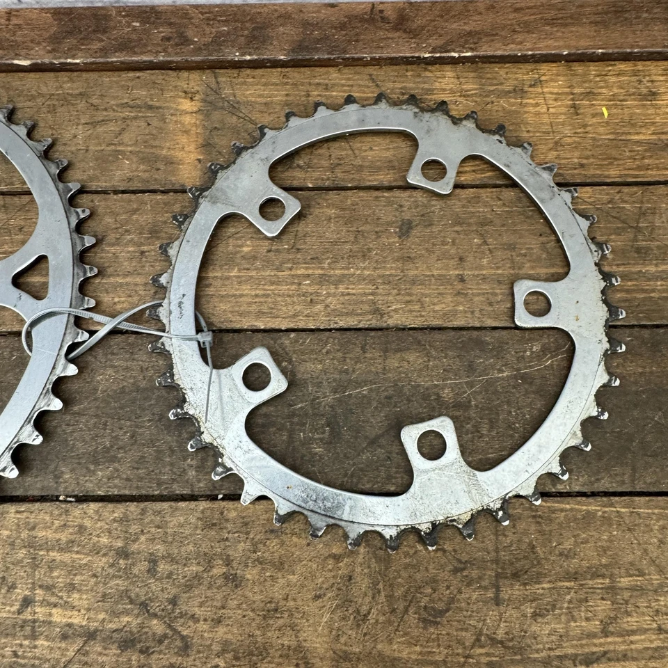 VIntage Sugino Steel Chainring Set 52 42T 110 BCD 5-Bolt Road Bike Double Crank - Image 3 of 4