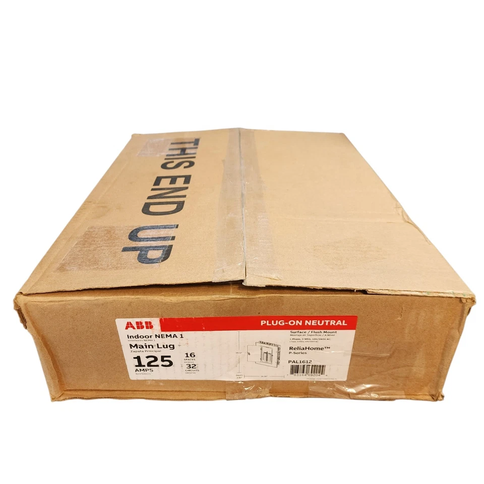 ABB 125A 16-Space 32-Circuit Main Lug Indoor Plug-On Neutral Load Center PAL1612 - Image 2 of 4