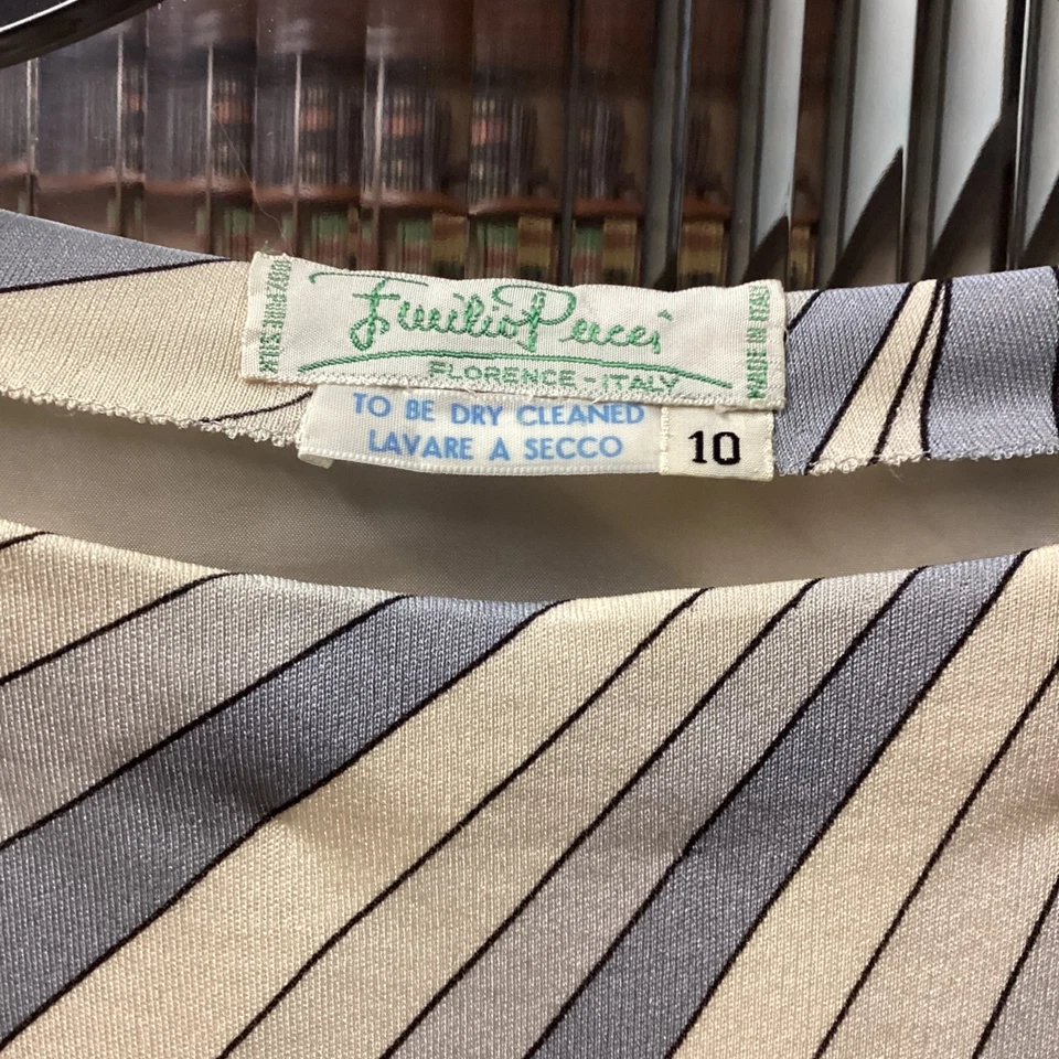 EMILIO PUCCI ITALY IRIDE 1960's Belt Sheath Dress 100% SILK IRIDE Size 10 -FLAWS - Image 4 of 4