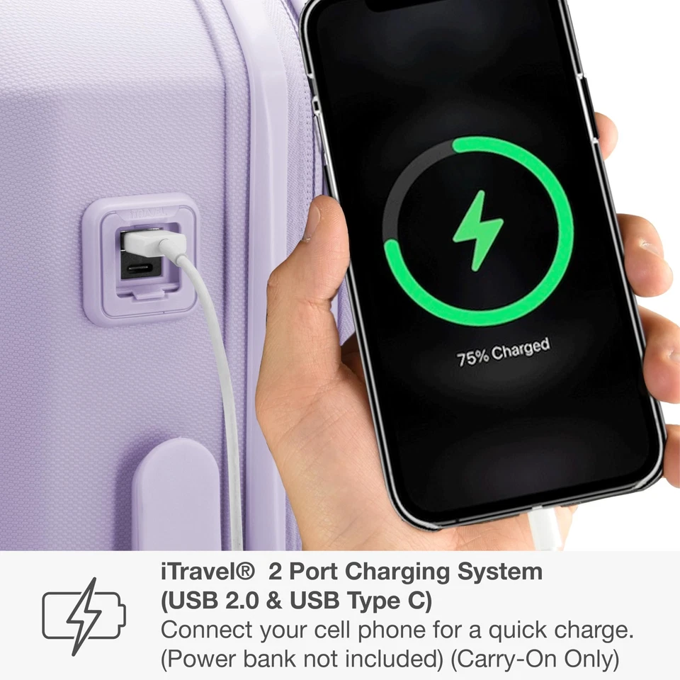 Equipaje giratorio expandible rígido indestructible Pagosa, lavanda, 22 pulgadas... Foto 4 de 4