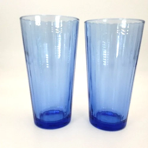 Vtg LIBBEY FLARE BLUE COBALT 17 OUNCE TUMBLERS LOT OF 2
