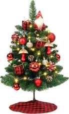 Mini Small Christmas Tree With Lights 2Ft Artificial Table Top Decor Green New