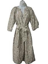APIECE APART Noto Maxi Dress $495 Sz M Organic Cotton Belted Tan Print Oversized
