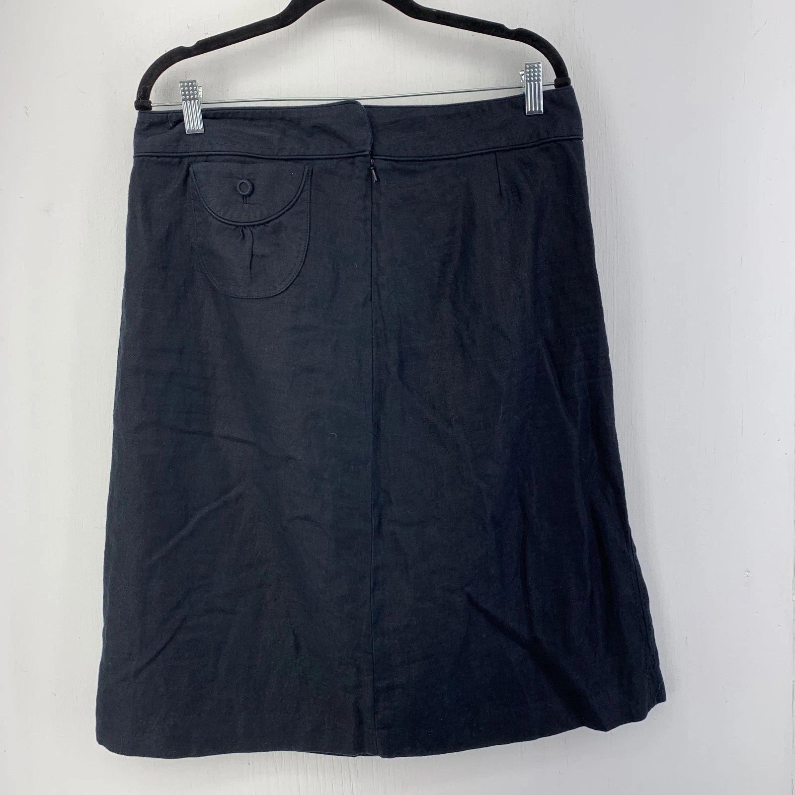 Lands End Womens 10 Linen A-Line Skirt Dark Academia Capsule Natural Summer