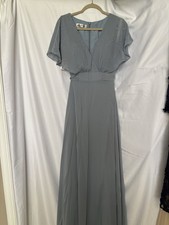 JJ's House Dusty Blue Chiffon Short Sleeve Bridesmaid Dress US10/UK12/EU40/AU12