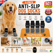 4-Pack Anti-Slip Dog Socks Paws Stop Licking Adjustable Pet Paw Protection Socks