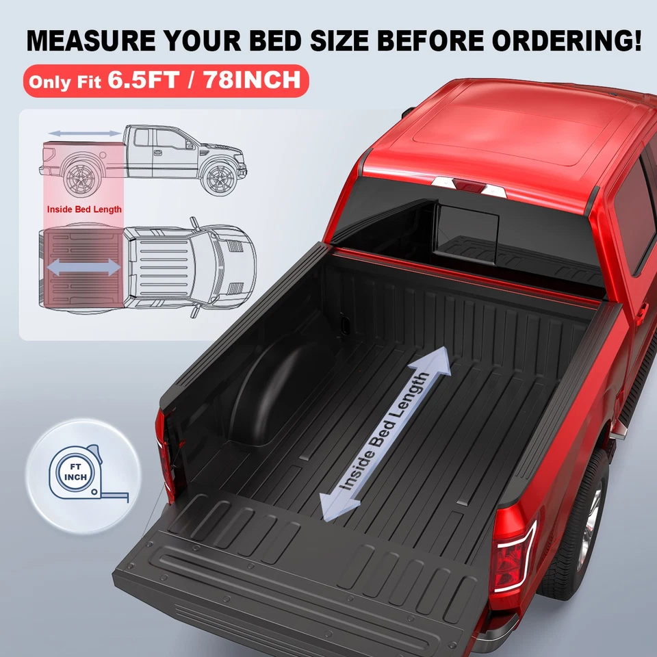 6.5FT Bed FRP Hard Tonneau Cover For 2014-2025 GMC Sierra Chevy Silverado 1500 Foto 3 de 4