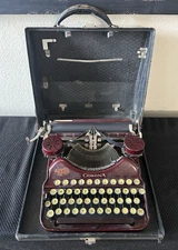 Vintage 1930's LC Smith Corona 4 Portable Manual Typewriter w/Travel Case Maroon