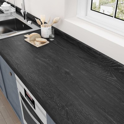 Grey Wood Contact Paper for Countertops Matte Grey Black Wood Peel and Stick ...