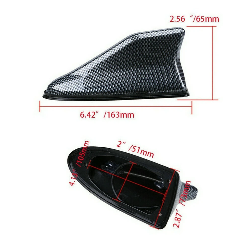 Antena de techo de aleta de tiburón radio señal AM/FM aérea fibra de carbono impermeable para automóvil SUV Foto 3 de 4