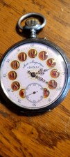 Hard To Fine Pink Face Antique Doxa Railroad Pocket Watch 1905/1906