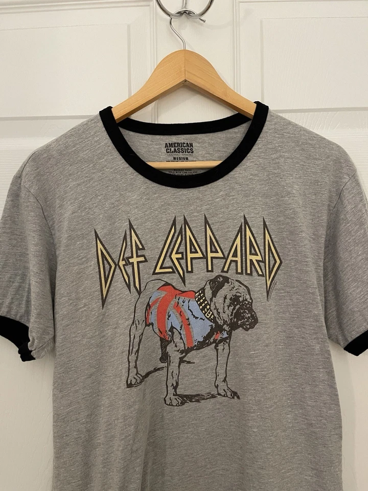 Def Leppard Gray Y2K Rock Band Shortsleeve Graphic Tee Mens M Bulldog T-shirt - Image 2 of 4