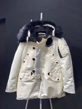 Buzz Rickson's N-3B Parka White Fur Hood Front Pockets Size M #EL ACA