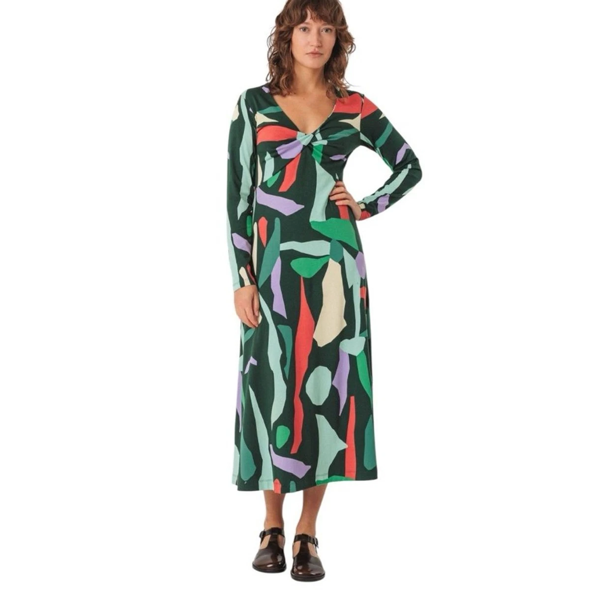 skunkfunk green dress Selene Halter Maxi Dress