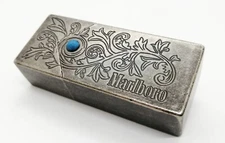 Vintage Marlboro Portable Ashtray Novelty Carved Turquoise Relief Rare item