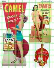 3108 DAVE'S DECALS HO & O SCALE XLG WALL DECAL ASSORTED VINTAGE CAMEL 4"X5"