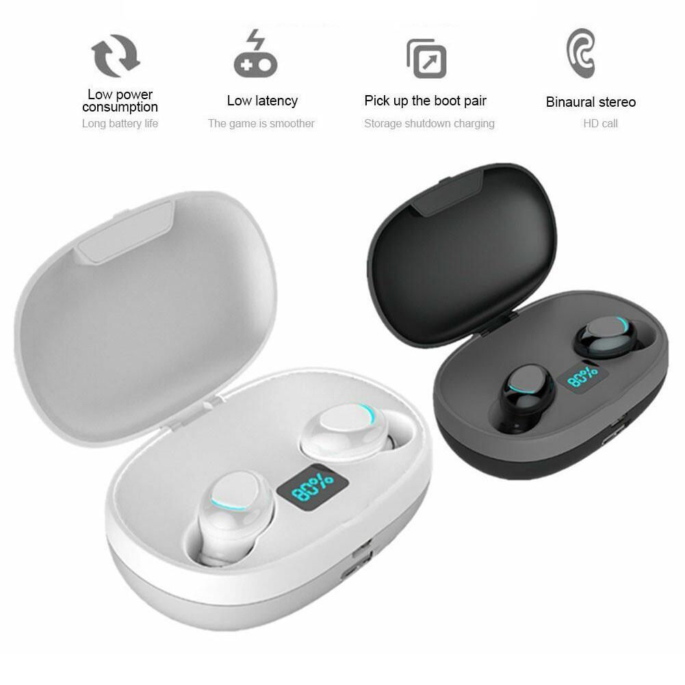 Mini Bluetooth Headset Stereo Earphones Noise Canceling Earbuds w/ Charging Case
