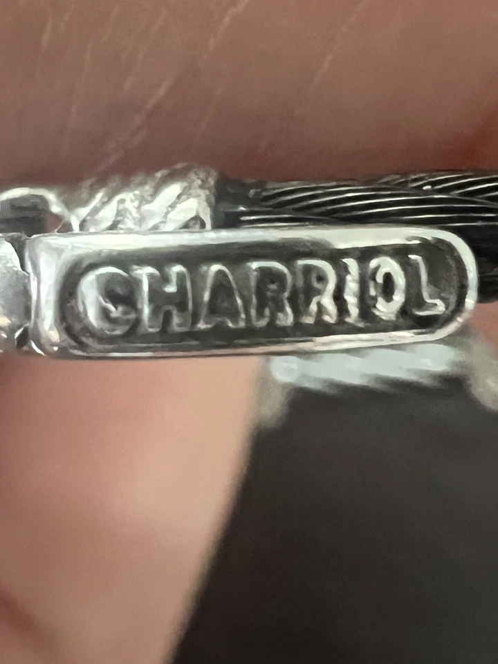 Conjunto de pulseira preta Charriol ouro 18k estações de diamante aço inoxidável - Imagem 3 de 3