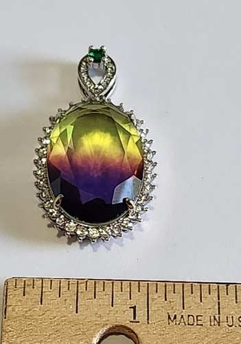 Halo Glass Pendant- Yellow & Amethyst - Picture 2 of 3