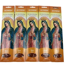 (5) GONESH ROSE Rosa INCENSE / Virgen De Guadalupe/ STICKS 30 STICKS PER PACK