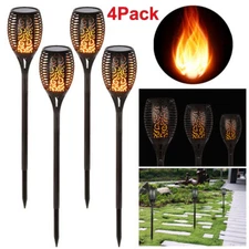 4 PACK Solar Flickering Lights Flame Torch Outdoor Landscape Garden Yard Lights