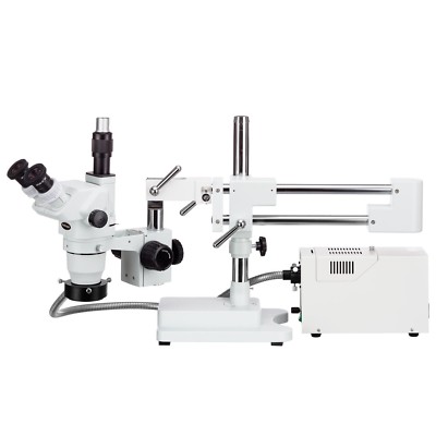 AmScope 2X-225X Advanced Boom Trinocular Stereo Microscope + Fiber Optic Light